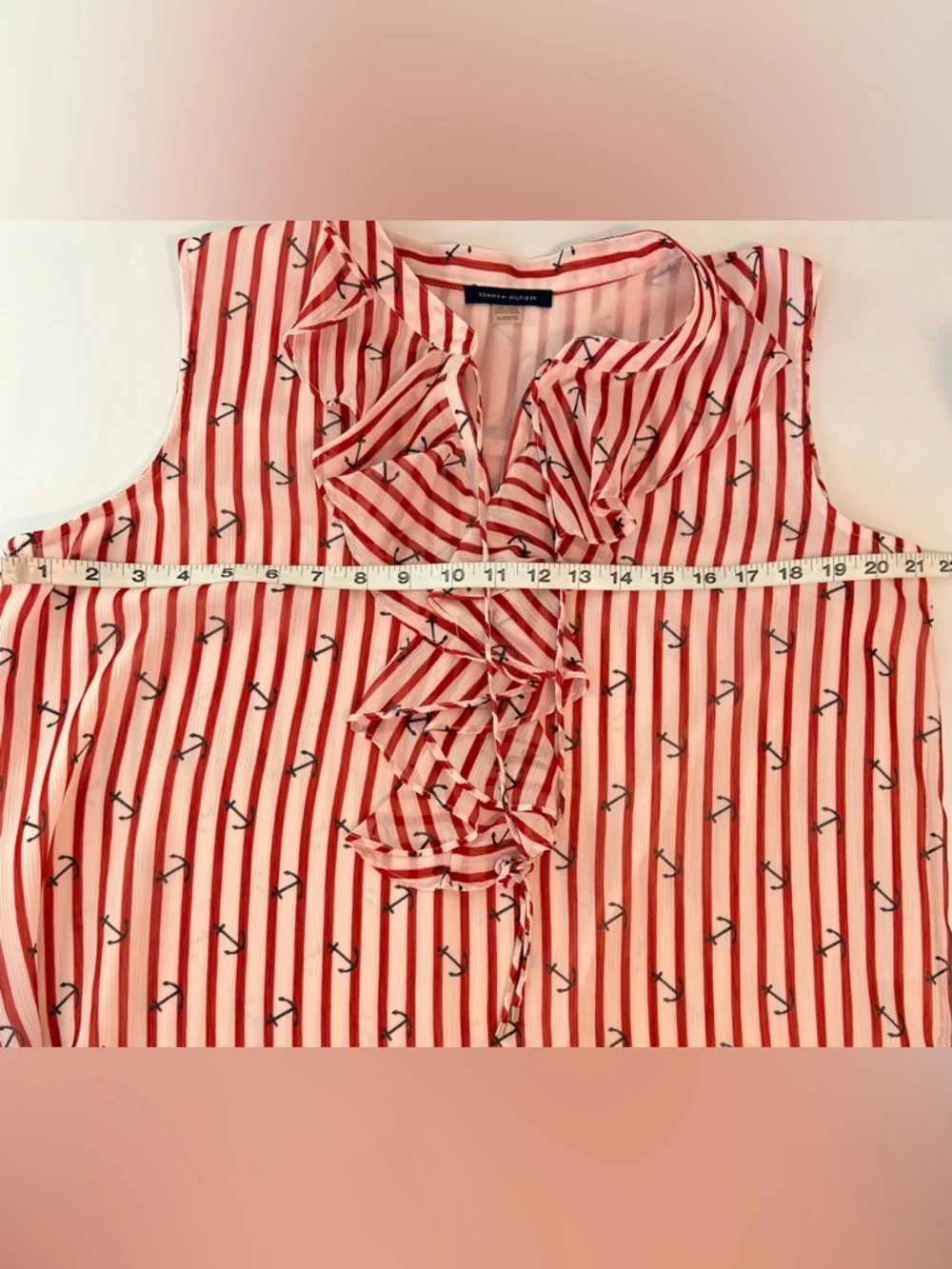 Tommy Hilfiger Nautical Ruffle Tie-Neck Blouse - Picture 8 of 8